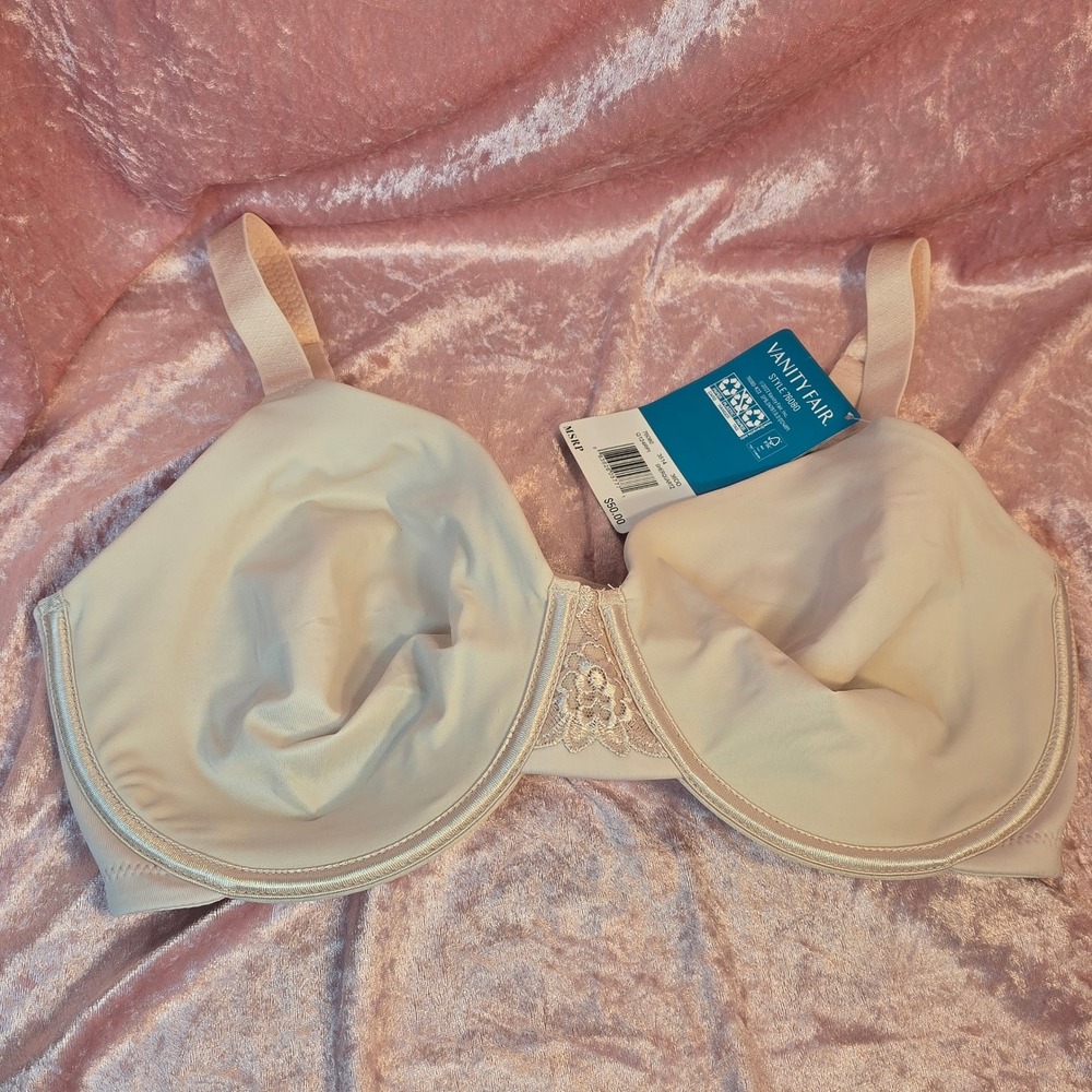 New Vanity Fair Beauty Back Minimizer Bra 76080 Sheer Quartz 36DD Full Figure